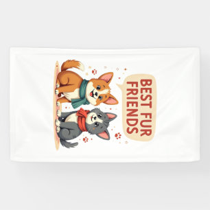 Banderoles Meilleurs amis en pelage Vintage Chat et Chien de