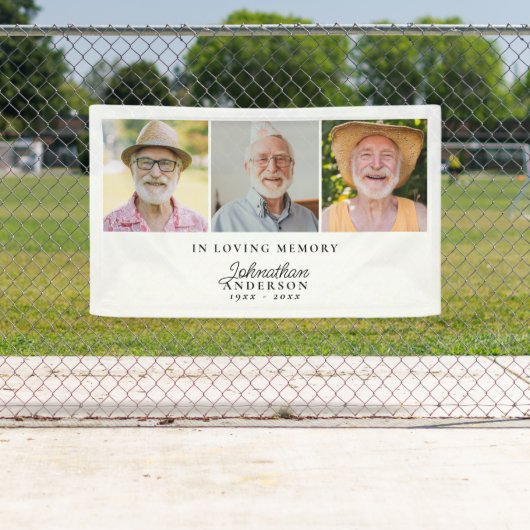 Banderoles Mémoire d'amour Moderne Stylish 3-Photo Funéraille (En situation)