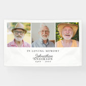 Banderoles Mémoire d'amour Moderne Stylish 3-Photo Funéraille (Horizontal)