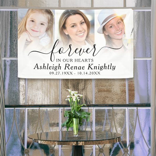 Banderoles Memorial 3 Photos Pour Toujours Dans Nos Coeurs Sc