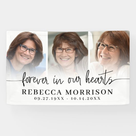 Banderoles Memorial 3 Photos Script Pour Toujours Dans Nos Co (Horizontal)