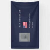 Banderoles Mémorial élégant en bleu avec photo et drapeau (Vertical)