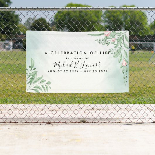 Banderoles Mémorial funéraire de Boho Dusty Blue Eucalyptus (En situation)