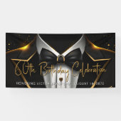 Banderoles Mens Black Gold fête d'anniversaire (Horizontal)
