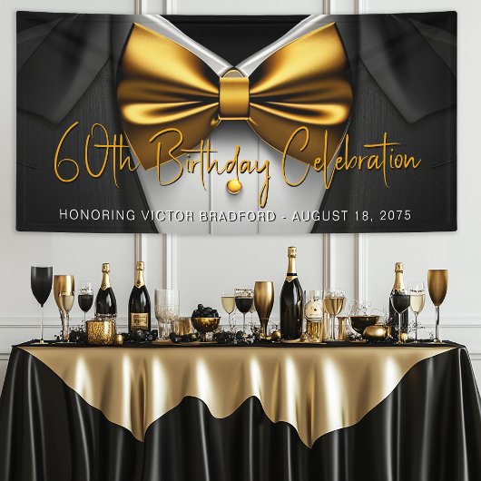Banderoles Mens Black Gold Tuxedo fête d'anniversaire