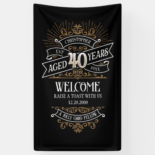 Banderoles Mens Funny Whiskey 40e anniversaire (Vertical)