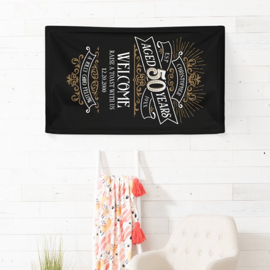 Banderoles Mens Funny Whiskey 50e anniversaire (En situation)