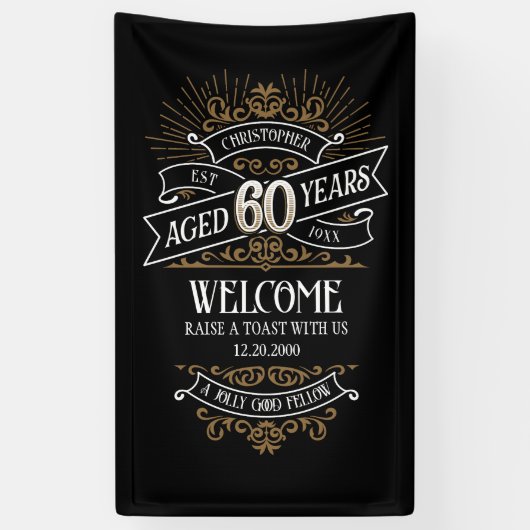 Banderoles Mens Funny Whiskey 60e anniversaire (Vertical)
