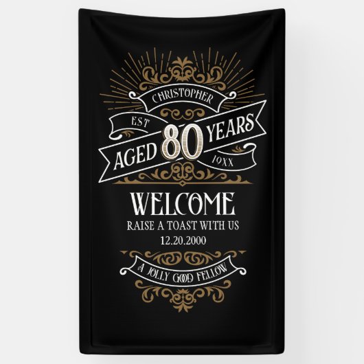 Banderoles Mens Funny Whiskey 80e anniversaire (Vertical)