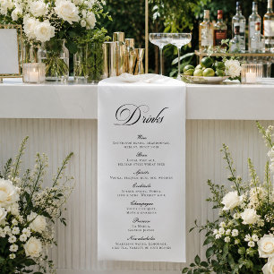 Banderoles Menu classique de boissons de mariage à la calligr