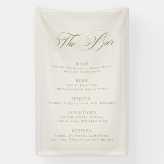 Banderoles Menu de bar de mariage vert classique Décoration d