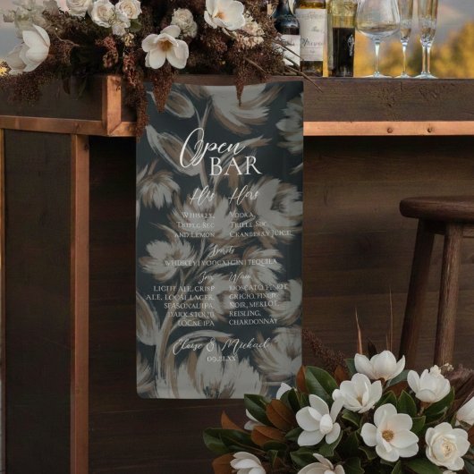 Banderoles Menu de bar floral rustique pour décoration de réc