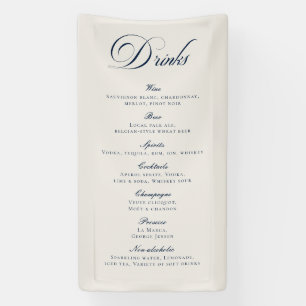 Banderoles Menu de boissons de mariage à calligraphie bleue c