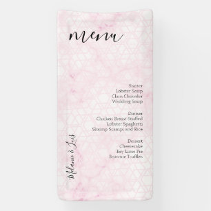 Banderoles Menu de mariage abstrait rose en marbre