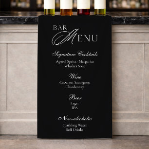 Banderoles Menu du bar de mariage Panneau moderne noir et b