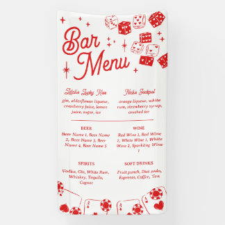 Banderoles Menu du bar Mariage Chanceux en Amour Cartes & Dés