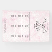 Banderoles Menu Mariage Rose Abstrait Marbre Noir Script (Horizontal)
