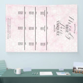 Banderoles Menu Mariage Rose Abstrait Marbre Noir Script (Salon professionnel)