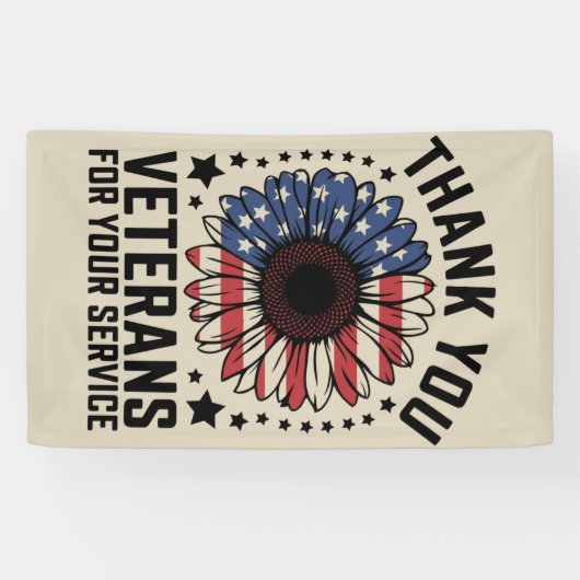 Banderoles Merci Anciens combattants Tournesol Jour des ancie (Horizontal)