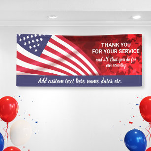 Banderoles Merci Pour Service, Drapeau Patriotique USA Person