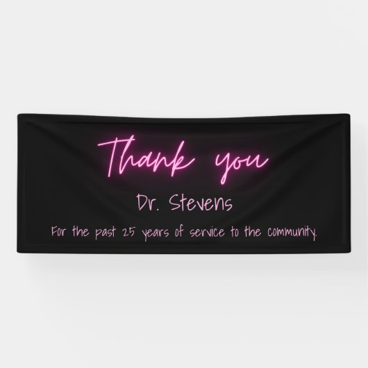 Banderoles Merci Simple moderne noir rose néon Script (Horizontal)