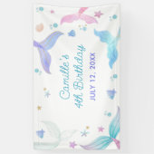 Banderoles Mermaid Girl 4e fête d'anniversaire (Vertical)