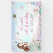 Banderoles Mermaid Girl 4e fête d'anniversaire (Vertical)