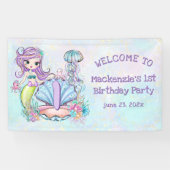 Banderoles Mermaid Sea Life | Fête d'anniversaire avec âge pe (Horizontal)