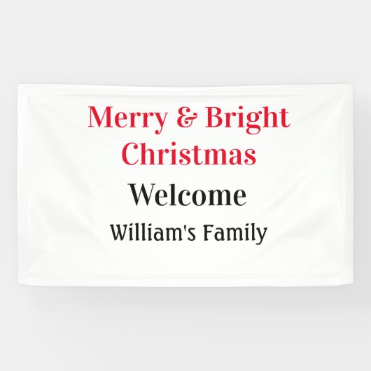 Banderoles Merry Bright Christmas ajouter nom de famille bien (Horizontal)