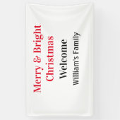 Banderoles Merry Bright Christmas ajouter nom de famille bien (Vertical)
