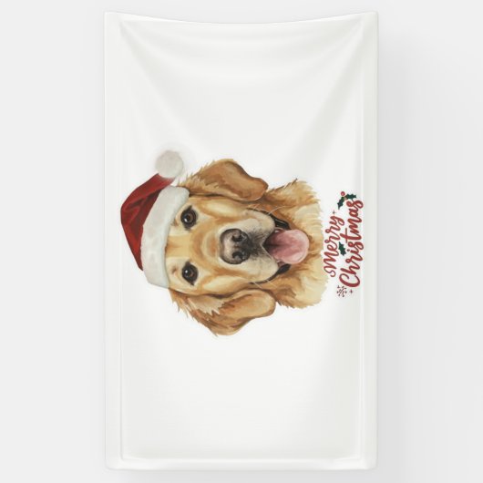 Banderoles Merry Christmas Golden Retriking chien (Vertical)