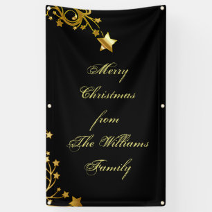 Banderoles Merry Christmas Star Nom de famille Stars Black Go