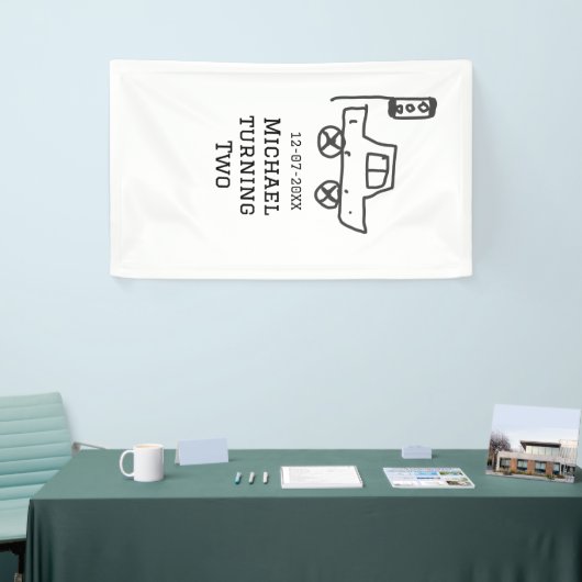 Banderoles Michael turning two birthday toy car traffic light (Salon professionnel)