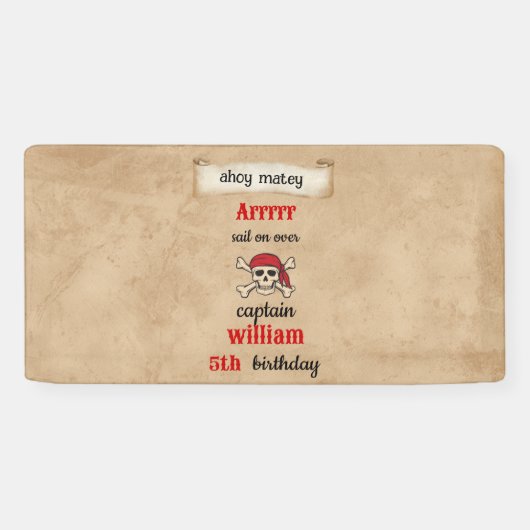 Banderoles mignon bateau de piscine Pirate Anniversaire (Horizontal)