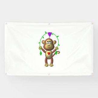 Banderoles Mignon singe en 3D avec une corde à sauter en vign