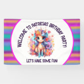 Banderoles mignonne filles Joyeux Anniversaire licorne (Horizontal)