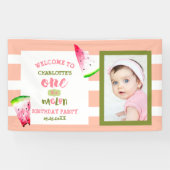 Banderoles Mignonne One in a Melon Happy 1st Birthday Photo (Horizontal)
