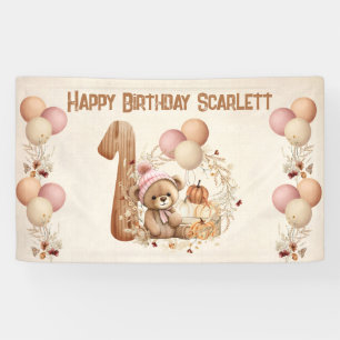 Banderoles Mignonne ours en peluche automne fille béary 1er a
