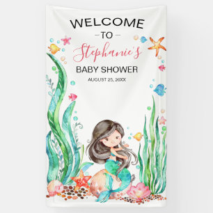 Banderoles Mignonne sirène d'aquarelle sous le Baby shower m