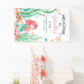 Banderoles Mignonne sirène d'aquarelle sous l'interdiction d' (En situation)