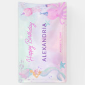 Banderoles Mignonne sous la mer Sirène Joyeux anniversaire (Vertical)