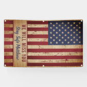 Banderoles Militaire rustique s'éloignant du drapeau américai (Horizontal)