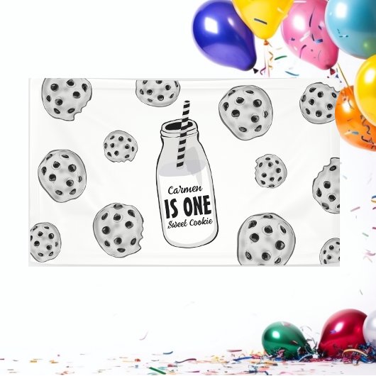 Banderoles Milk and Cookies Sweet One Birthday Banner