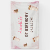 Banderoles Milk et biscuits Fille Premier anniversaire Fête (Vertical)