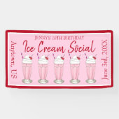 Banderoles Milkshake rose Crème de glace Social Anniversaire (Horizontal)