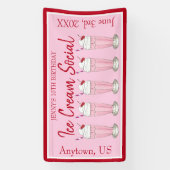 Banderoles Milkshake rose Crème de glace Social Anniversaire (Verticale)