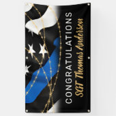 Banderoles Mince Blue Line Gold Police Parti de retraite (Vertical)