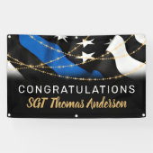 Banderoles Mince Blue Line Gold Police Parti de retraite (Horizontal)