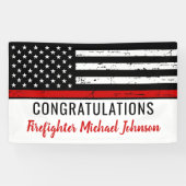 Banderoles Mince Red Line Firefighter Graduation Party (Horizontal)