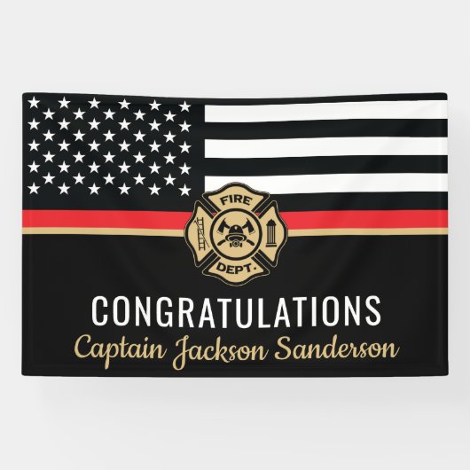 Banderoles Mince Red Line Flag Félicitations Pompiers Retrait (Horizontal)